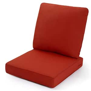 24 x 24 Outdoor Olefin Seat Cushion, Waterproof and Fade Resistant Chair Cushions with Removable Cover in Red