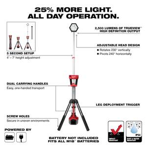 M18 18-Volt Lithium-Ion Cordless Tower Light w/7-1/4 in. Rear Handle Circ, Two 6Ah HO Batteries