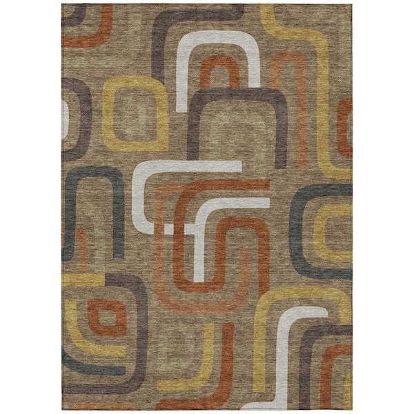 Chantille Machine Washable Indoor/Outdoor Abstract ACN2551 Coffee 5 ft. x 7 ft. 6 in. Area Rug