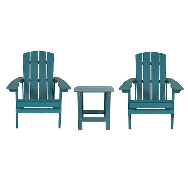 TAYLOR + LOGAN Sea Foam 3-Piece Market Faux Wood Resin Patio Conversation Set