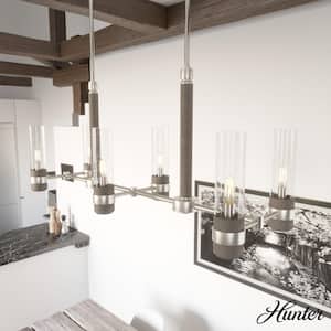 River Mill 6-Light Brushed Nickel Candlestick Chandelier with Clear Seeded Glass Shades