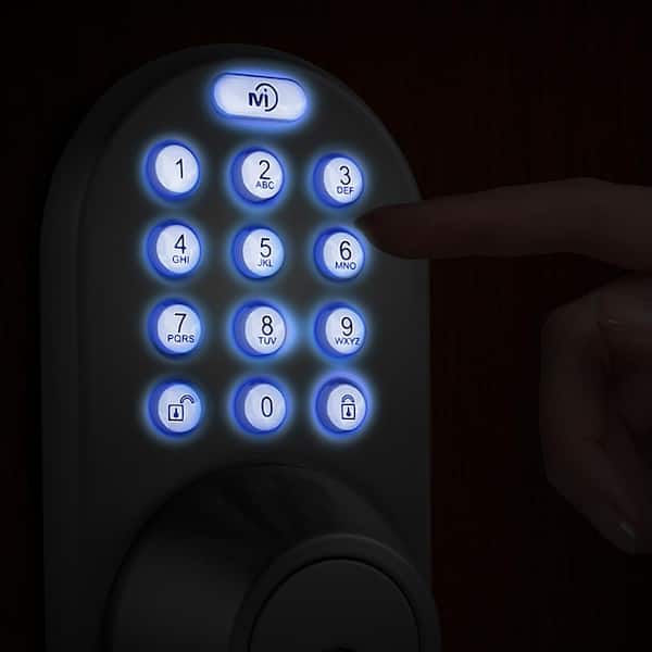 Satin Nickel Single Cylinder Electronic Touch Pad Deadbolt with Back-Lit Keypad Satin Nickel Single Cylinder Electronic Touch Pad Deadbolt with Back-Lit Keypad