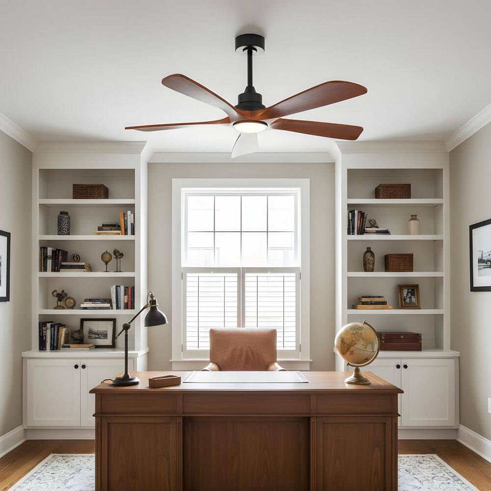 52 in. LED Indoor Downrod Black Walnut Farmhouse Style Ceiling Fan with Light Kit, Reversible DC Motor price history on PriceWatchPro