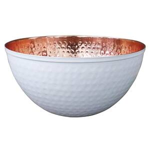 11.5 in. 100% Pure Hammered Copper Mixing Bowl with White - Perfect For Everyday Kitchen Use or Decor