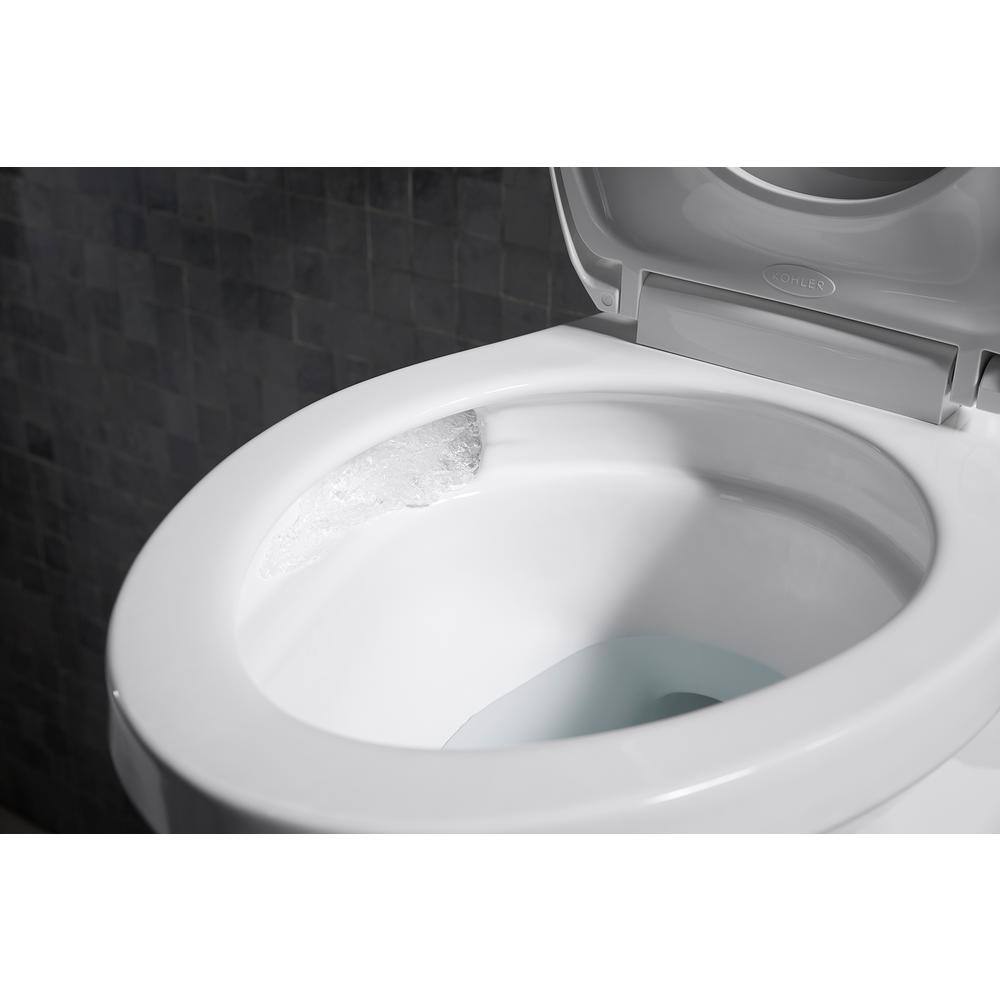 White High Efficiency Elongated Two-Piece Toilet with Skirted Trapway