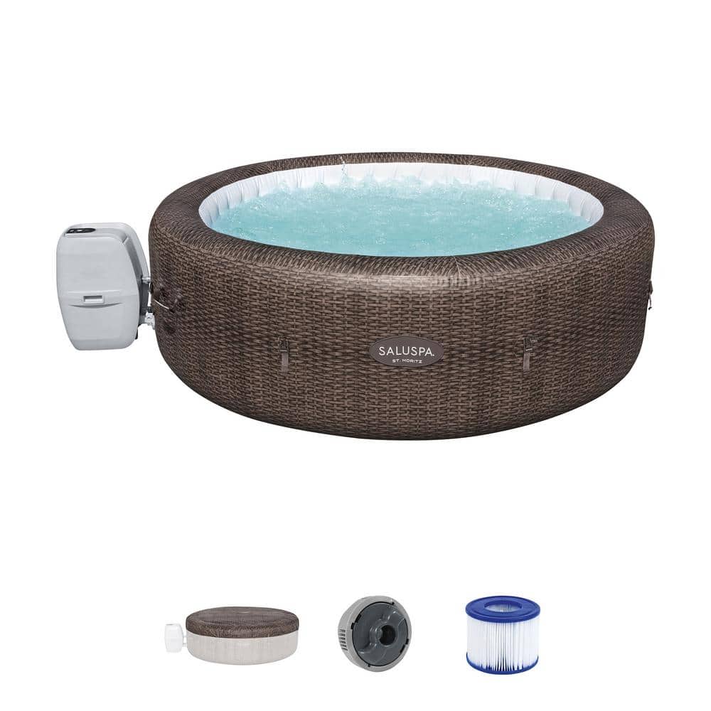Bestway 7Person 180Jet Inflatable Hot Tub with Cover, Pump, and 2