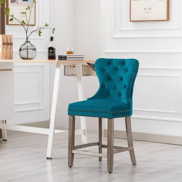 Teal velvet counter discount stools