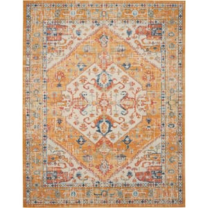 Passion Ivory/Yellow 7 ft. x 10 ft. Persian Medallion Transitional Area Rug