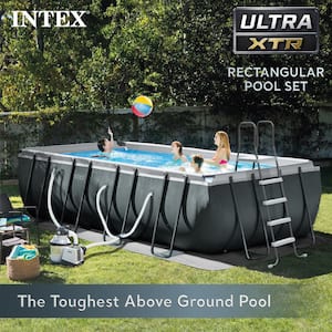 Ultra 18 ft. x 9 ft. x 52 in. XTR Rectangular Frame Swimming Pool Set with Pump Filter