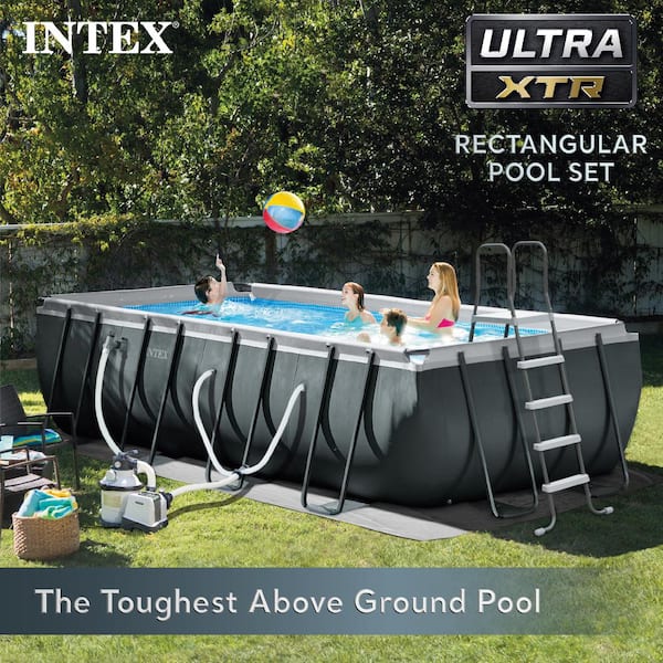 Ultra 18 ft. x 9 ft. x 52 in. XTR Rectangular Frame Swimming Pool Set with Pump Filter