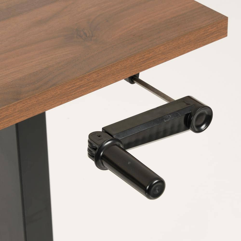 Adjustable Black Metal and Danish Walnut Wood Desk