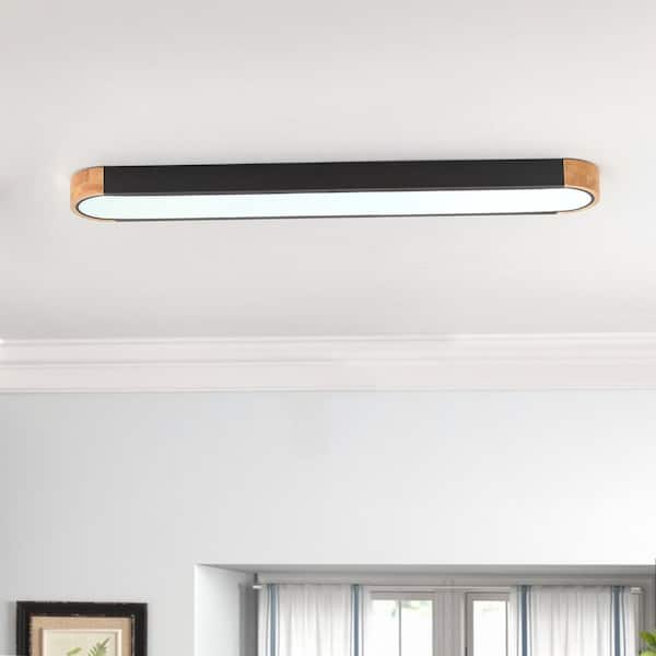 aiwen 37.4 in. 46-Watt Modern Black Integrated LED Flush Mount