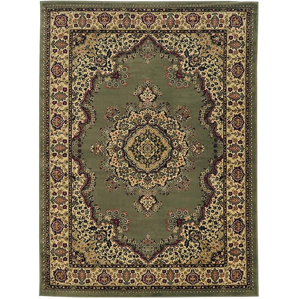 Unbranded Castello Sage 8 ft. x 11 ft. Traditional Oriental Medallion Area Rug