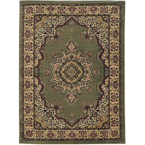 RADICI USA Castello Sage 8 ft. x 11 ft. Traditional Oriental Medallion Area Rug