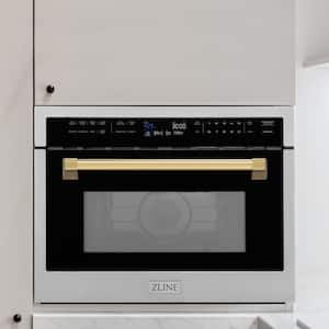 Autograph Edition 24 in. 1000-Watt Built-In Microwave Oven in Stainless Steel & Polished Gold Handle