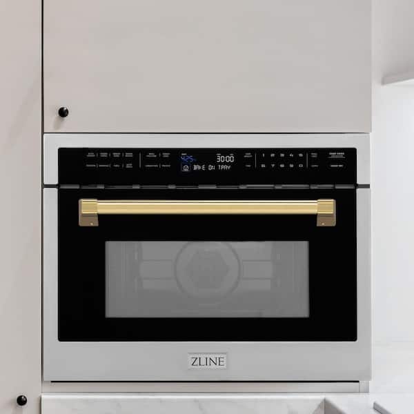 Autograph Edition 24 in. 1000-Watt Built-In Microwave Oven in Stainless Steel & Polished Gold Handle
