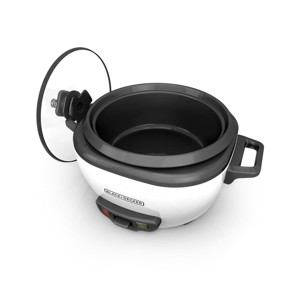 BLACK+DECKER 3-Cup Rice Cooker, RC503, 1.5-cup Uncooked Rice, Steaming Basket, Removable Non-Stick Bowl, One Touch