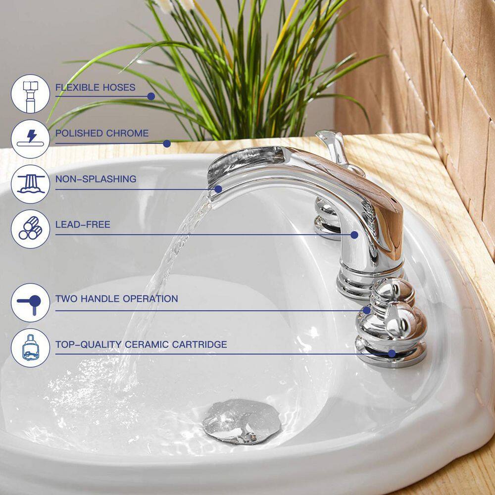 Chrome Polished 8-Inch Waterfall Widespread Bathroom Faucet