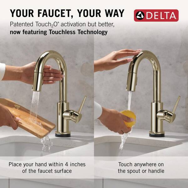 thumbnail image 2 of Delta Trinsic Touch2O With Touchless Technology Single Handle Bar Faucet In Black Stainless 9959tl Ks Dst 2 of 14