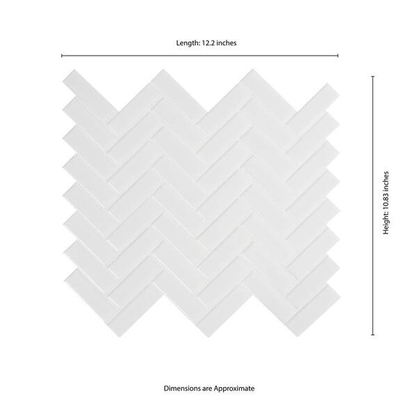 MSI Retro Bianco Herringbone 12.2 in. x 10.83 in. x 6mm Glossy Porcelain Mesh-Mounted Mosaic Tile (13.8 sq. ft. / case)