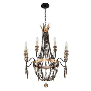 Auro 8-Light Classic Vintage French Empire Beaded Rusty Chandelier for Froyer