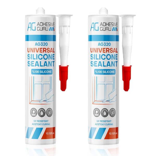 AG320 10.15 oz. 100% Silicone Sealant for Indoor and Outdoor Use, Multi-Purpose, Water-Resistant Clear Caulk (2-Pack)