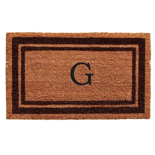 Brown Border Monogram Door Mat 24 in. x 36 in. (Letter G)