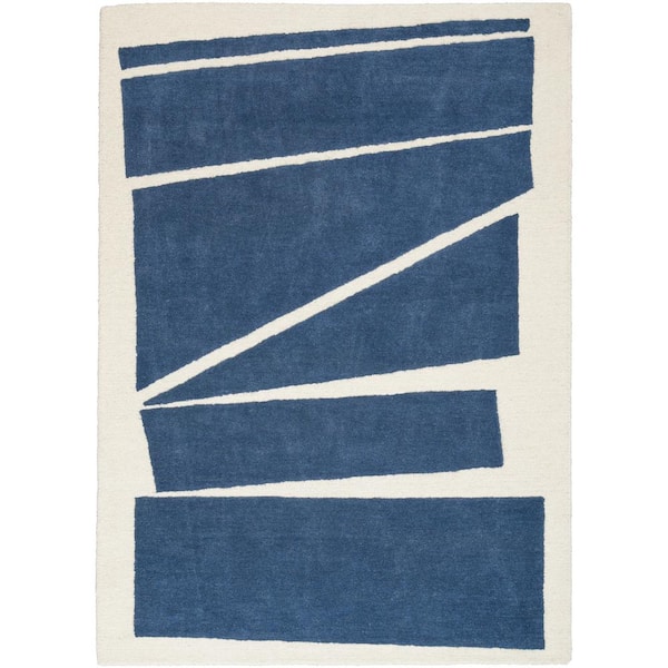 Nourison Modern Edge Navy/Ivory 8 ft. x 10 ft. Contemporary Area Rug