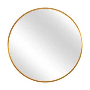 28 in. H x 28 in. W Aluminum Alloy Framed Medium Round Gold Classic Accent Mirror