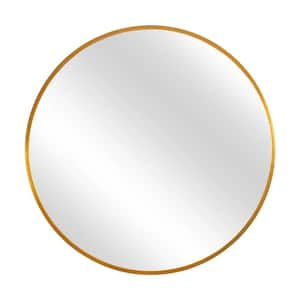 31.5 in. H x 31.5 in. W Aluminum Alloy Framed Medium Round Gold Classic Accent Mirror