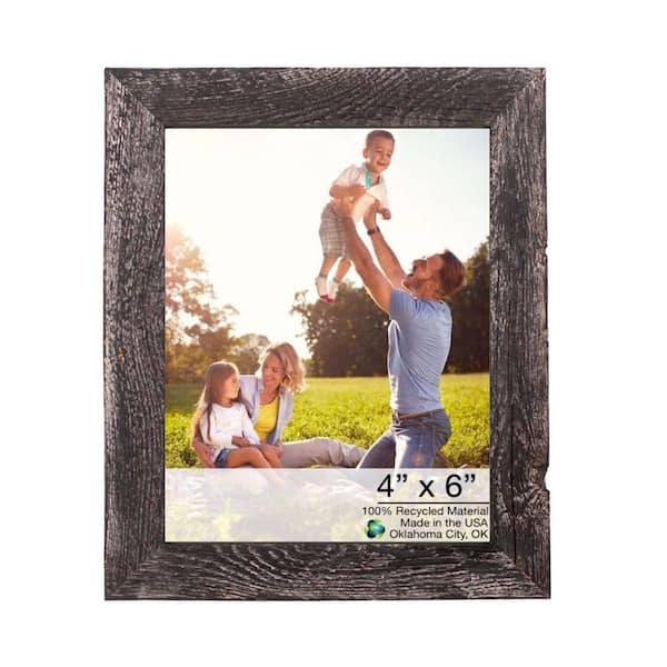 HomeRoots Victoria 4 in. W. x 6 in. Smoky Black Picture Frame