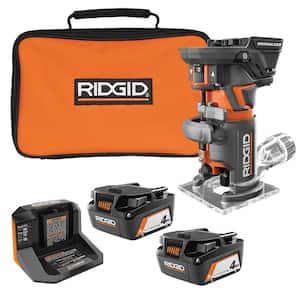 18V OCTANE Brushless Compact Fixed Base Router with Accessories, (2) 4.0 Ah Batteries, Charger and Bag