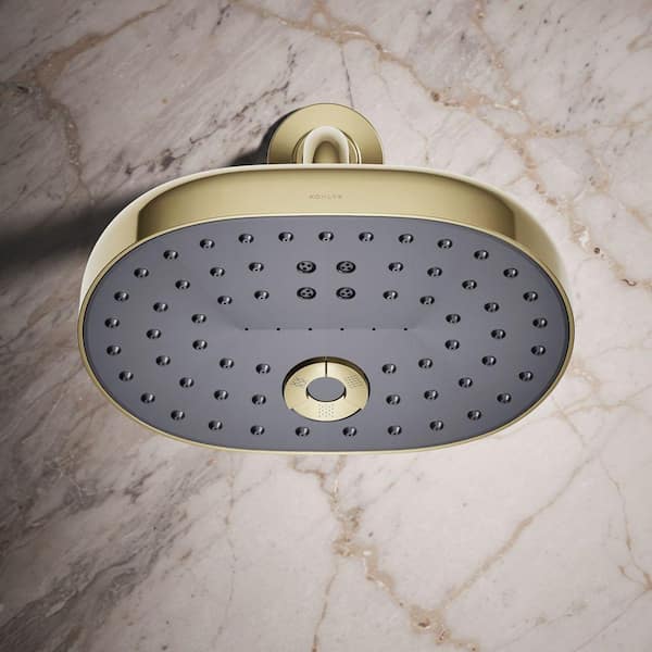 KOHLER Statement 3-Spray Patterns 7.94 in. Wall Mount Fixed Showerhead in Vibrant French Gold