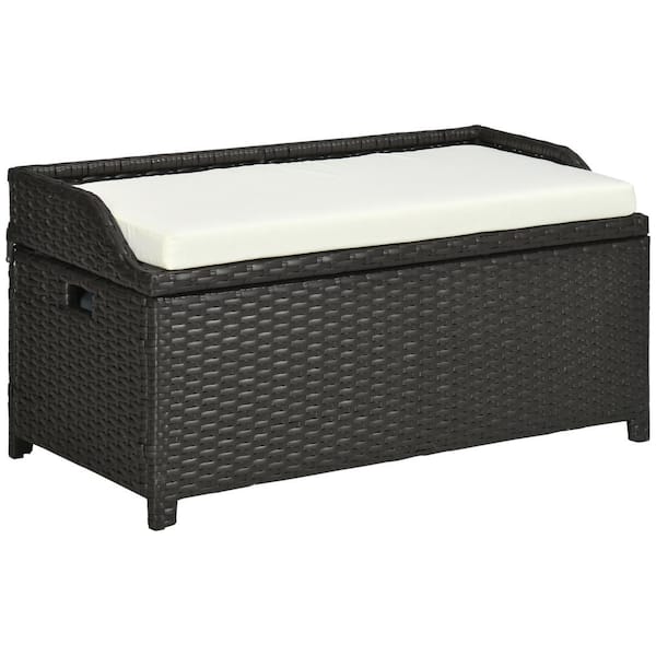 71.5 Gal. 2-in-1 Wicker Outdoor Storage Bench with Waterproof Bag and Cushion