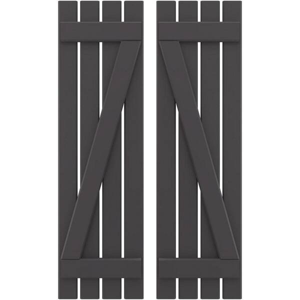 Ekena Millwork 15-1/2 in. W x 49 in. H Americraft 4 Board Exterior Real Wood Spaced Board and Batten Shutters with Shadow Mountain
