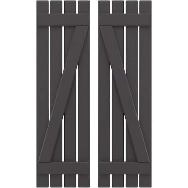 Ekena Millwork 15-1/2 in. W x 69 in. H Americraft 4 Board Exterior Real Wood Spaced Board and Batten Shutters w/Z-Bar Shadow Mountain