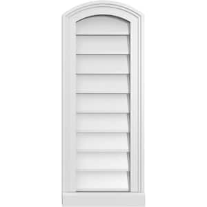 12 in. x 30 in. Arch Top Surface Mount PVC Gable Vent: Functional with Brickmould Sill Frame
