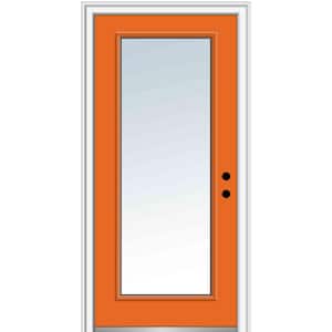 32 in. x 80 in. Classic Left-Hand Inswing Full Lite Clear Glass Painted Fiberglass Smooth Prehung Front Door