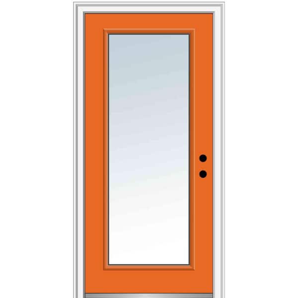 MMI DOOR 32 in. x 80 in. Classic Left-Hand Inswing Full Lite Clear Glass Painted Fiberglass Smooth Prehung Front Door