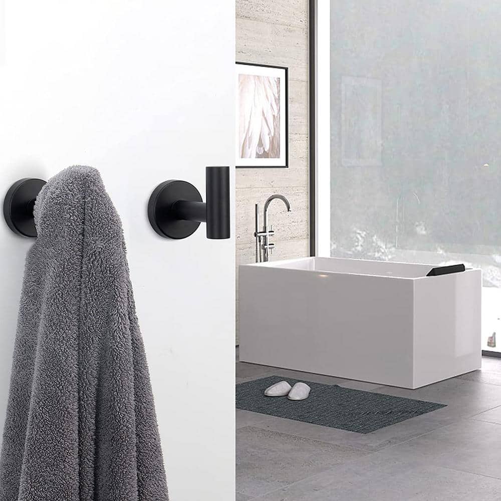 Matte Black Stainless Steel Dual Wall-Mounted Towel Hooks