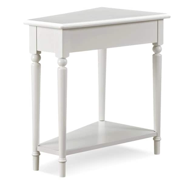 Leick Home Coastal Notions 24 in. Silky Painted Orchid White Wedge Table with Shelf