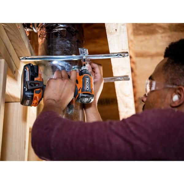RIDGID - 18V SubCompact Brushless Cordless 2- Tool Combo Kit w/ Hammer Drill, Impact Driver, (2) 2.0 Ah Batteries, Charger, & Bag
