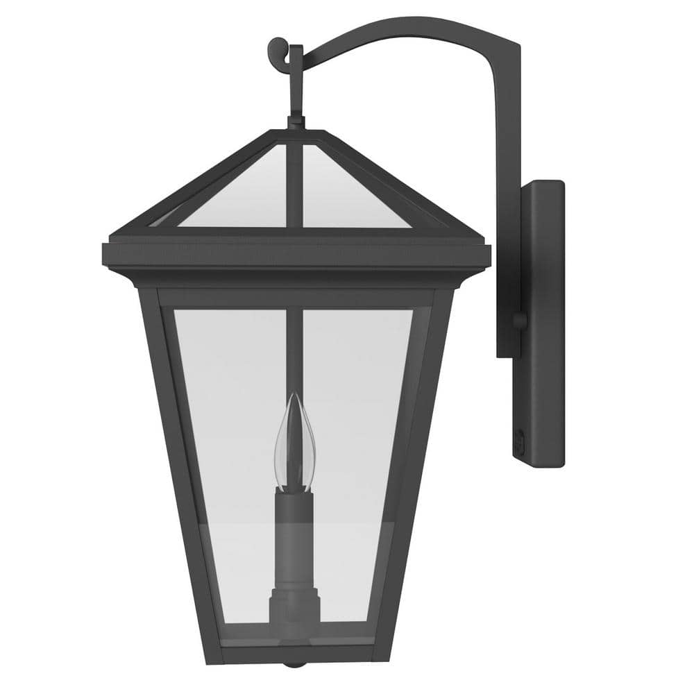 Alford Place Museum Black Clear Glass 2-Light Outdoor Wall Mount