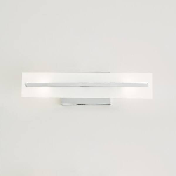Generation Lighting - Dex 17.875 in. Small 2-Light Chrome Vanity Light with Satin Etched Glass Shade