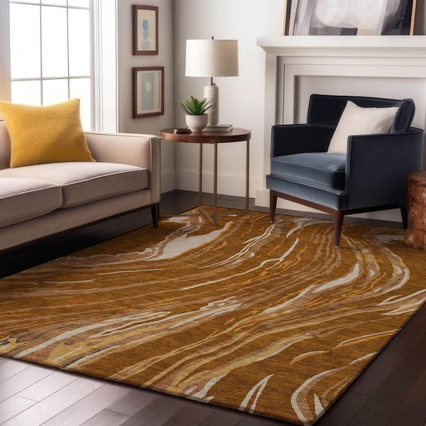 Mayfield Premium Machine Washable Abstract AMF1037 Paprika 8 ft. x 10 ft. Area Rug