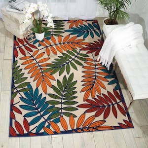 Aloha Multicolor 4 ft. x 6 ft. Floral Contemporary Indoor/Outdoor Patio Area Rug