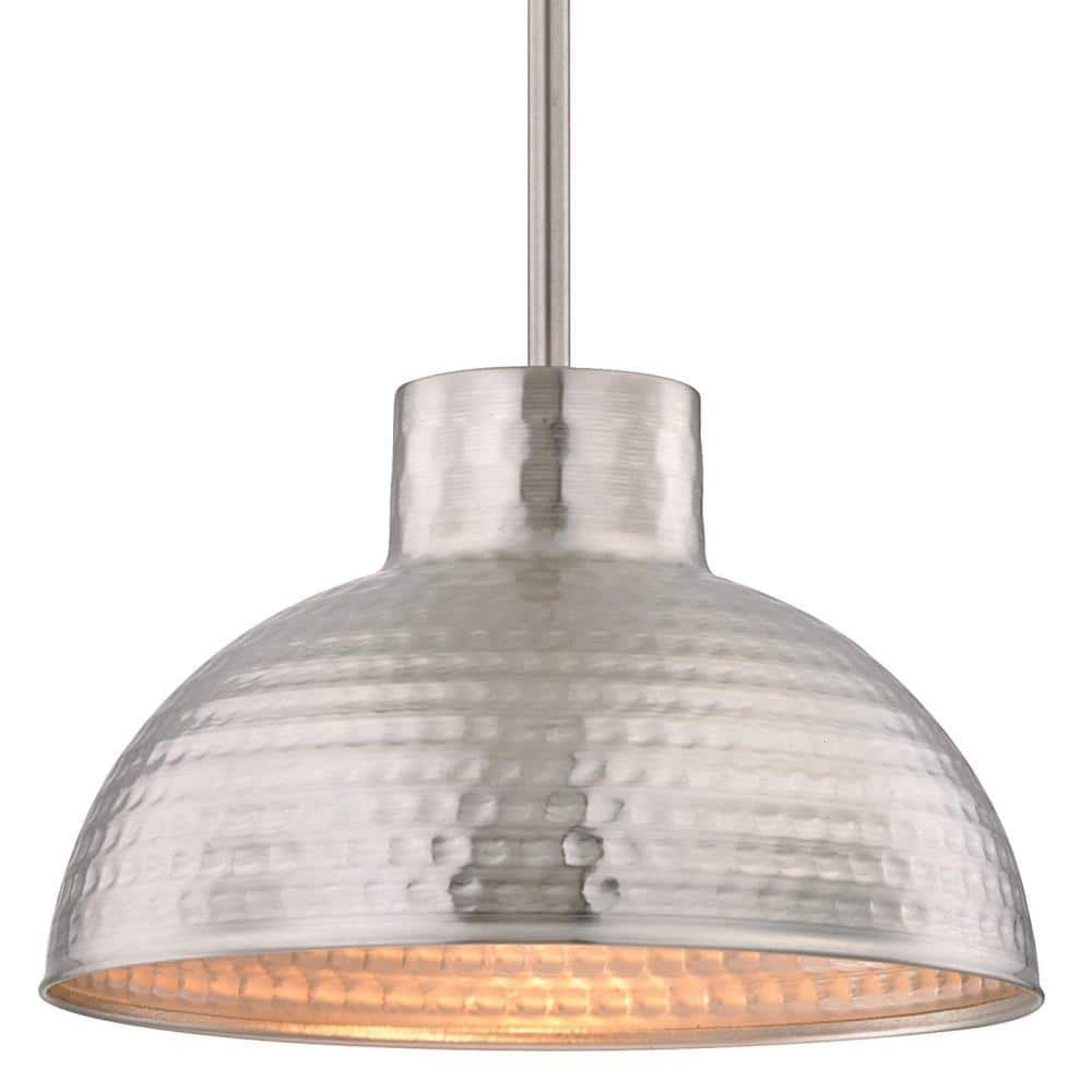 Modern Hammered Brushed Nickel Bowl Pendant Light