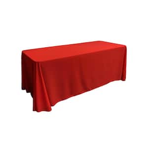 90 in. x 132 in. Red Polyester Poplin Rectangular Tablecloth