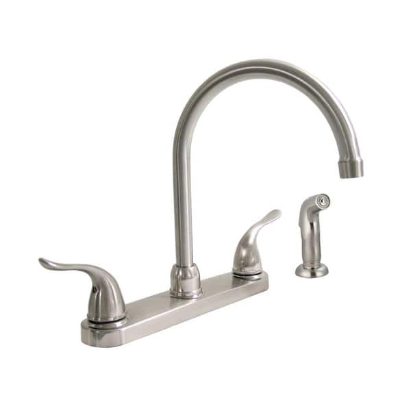 KISSLER & CO Dominion 2-Handle Standard Kitchen Faucet with Side Sprayer in Brushed Nickel