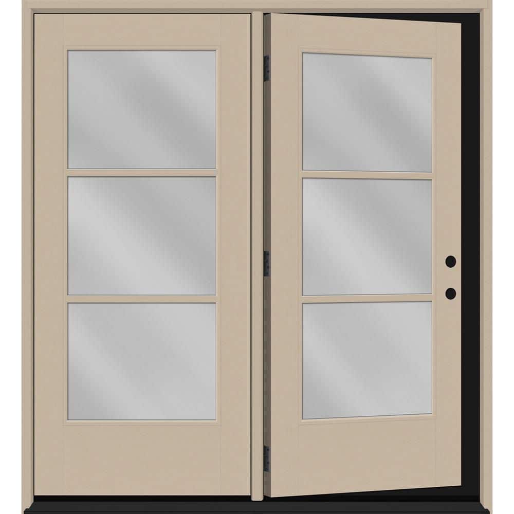 "Legacy 72 in. x 80 in. Icon 3L Modern ClearGlass Sandstone LH Center-Hinged Painted Fiberglass Retro Pato Door w/ 6""Jamb" price history on PriceWatchPro